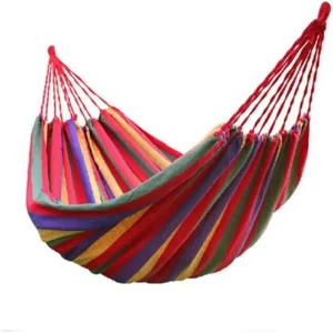 2 Person Cotton Fabric Hammock Red Striped Portable Double Hammock