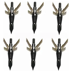 Archery Arrow Stainless Steel Solid Black Arrow Tips 100 Grain Hunting Broadheads for Outdoor Shooting