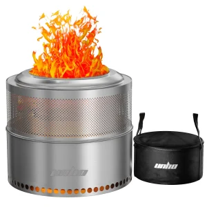 Wood Burning Firepit,Large Stainless Steel Smokeless Fire Pit with Carry Bag.