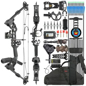 Adjustable Compound Bow Arrow Set with Spine 500 Carbon Arrows 20-70lbs 320FPS High-Strength Alloy Handle